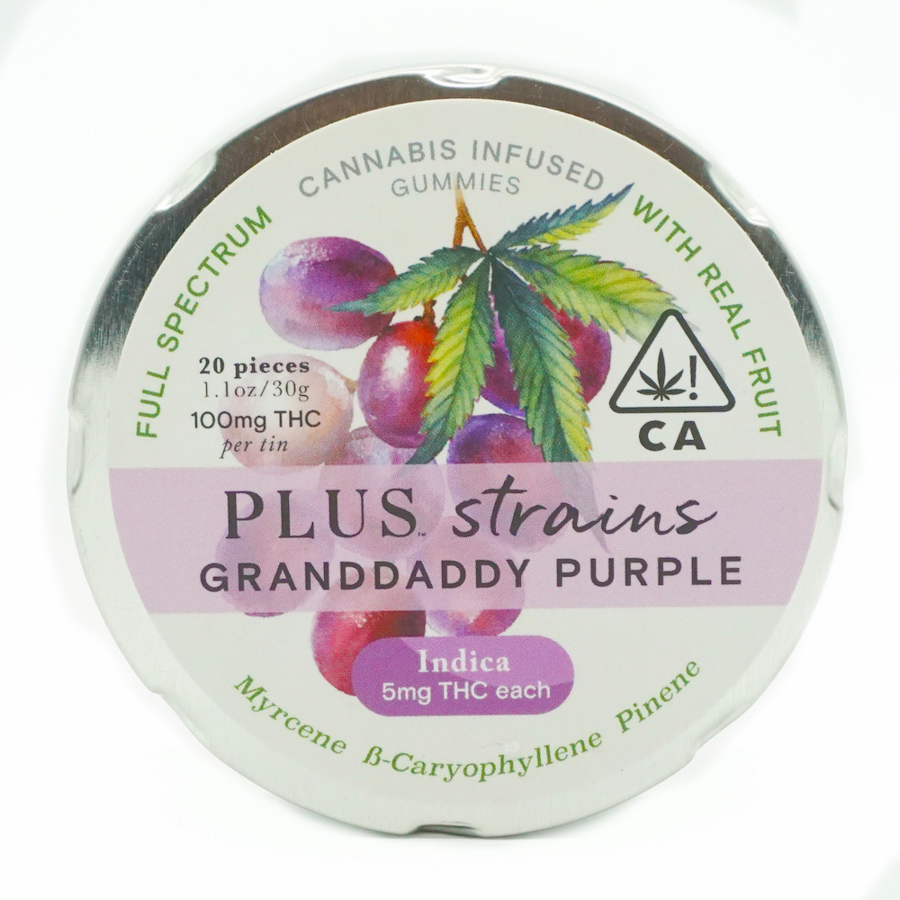 PLUS Strains Grandaddy Purple gummies
