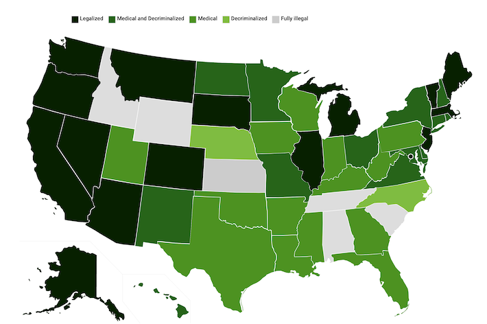 Marijuana legalization map in the U.S.