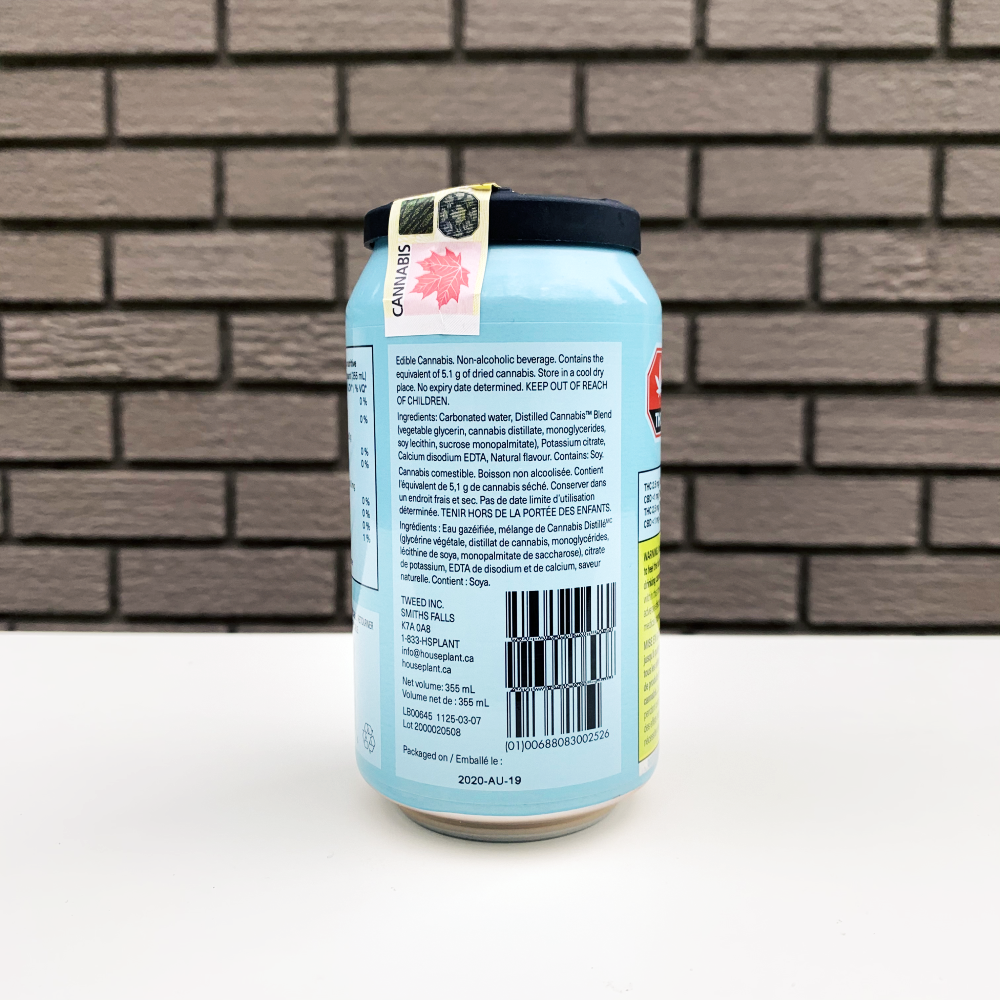 Houseplant cannabis infused beverage can
