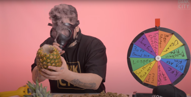 Suntownkid smoking weed out of pineapple