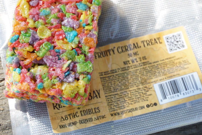 Delta-8 THC edible fruity cereal treat product