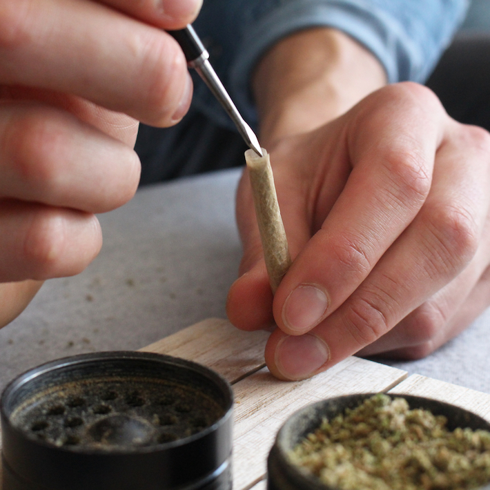 Push down cannabis flower into your joint