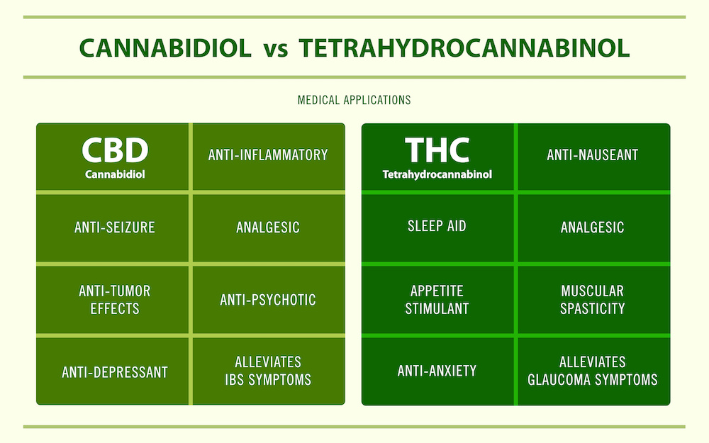 Medical benefits of CBD vs THC