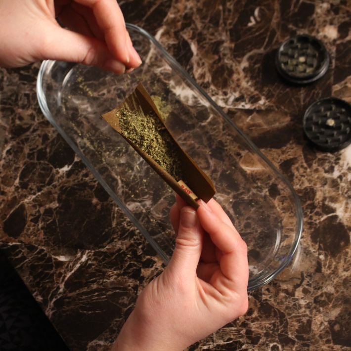 Filling cigar wrap with cannabis flower
