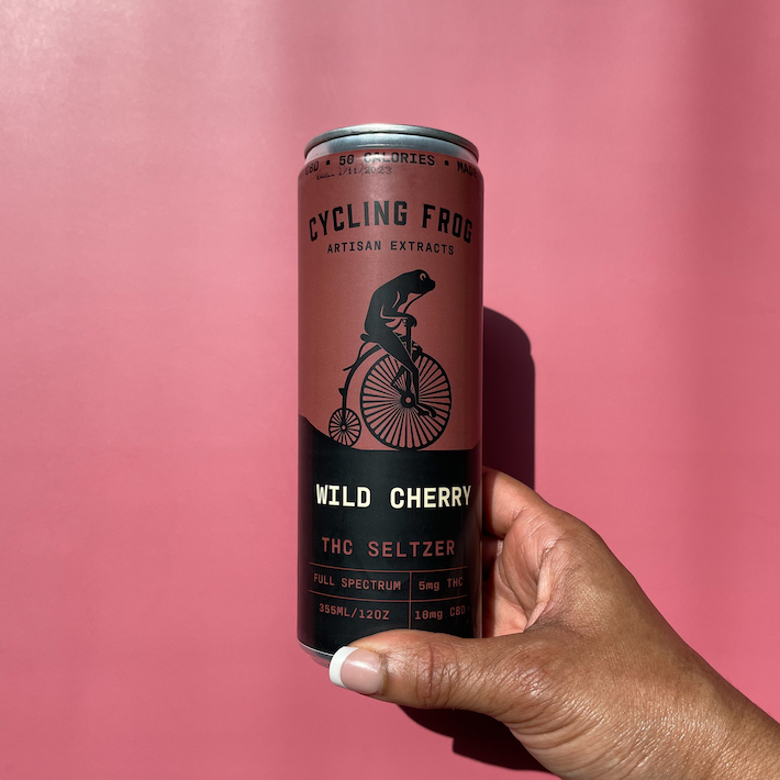 Hemp-derived THC seltzer drink from Cycling Frog