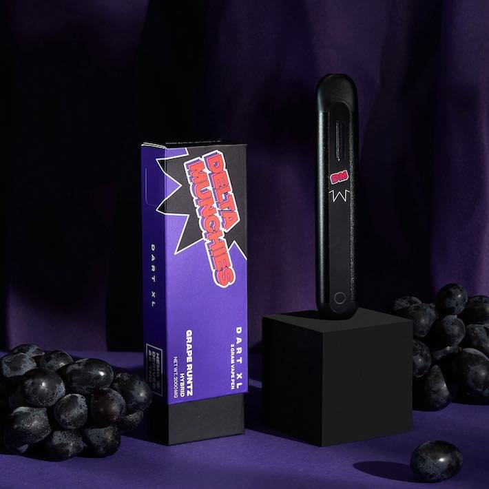 Hemp Delta-8 THC disposable vape pen product with Grape Runtz strain