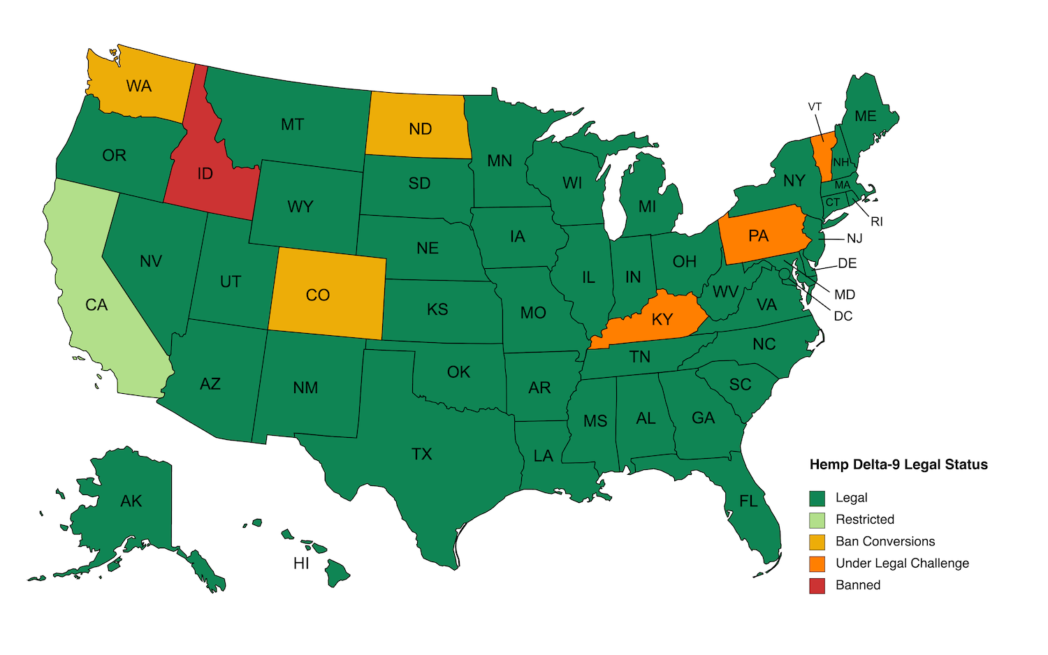 Is Hemp Delta-9 THC Legal? A State-by-State Guide (September 2023)
