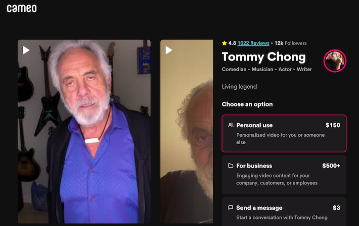 Personalized video for stoner dads from Tommy Chong