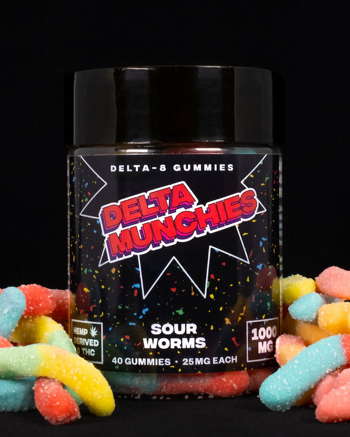 Delta-8 THC sour worms with 25mg each