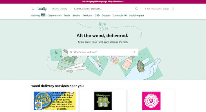 Leafly weed delivery service