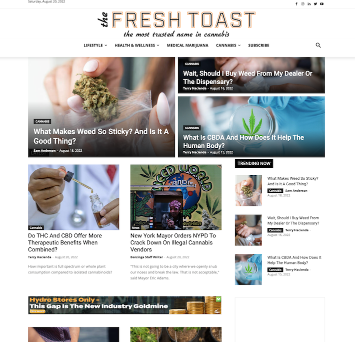 The Fresh Toast website