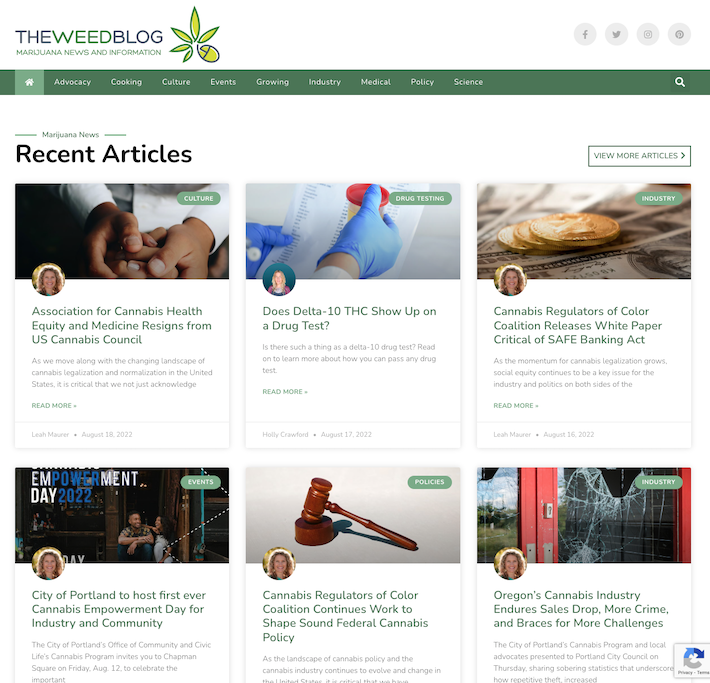 The Weed Blog website