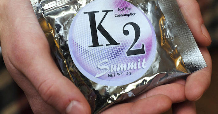 Man using K2 spice synthetic marijuana