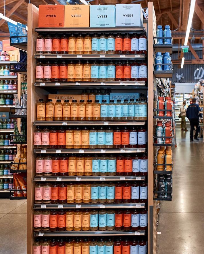 CBD drinks stocked in a grocery store in Los Angeles