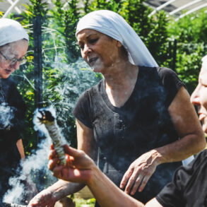 Sisters of the Valley burning incense and smoking weed