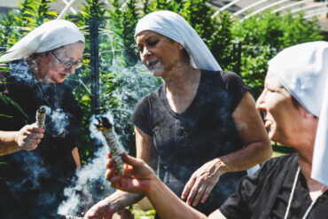 Sisters of the Valley burning incense and smoking weed