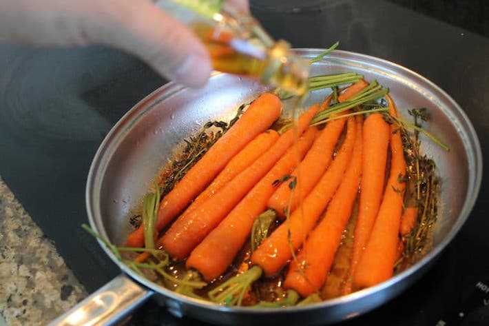 Cooking carrots with marijuana oil