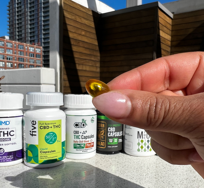 Quality testing variety of THC pills and capsules