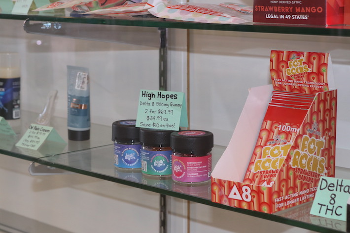 Popular delta-8 products for sale at a CBD store