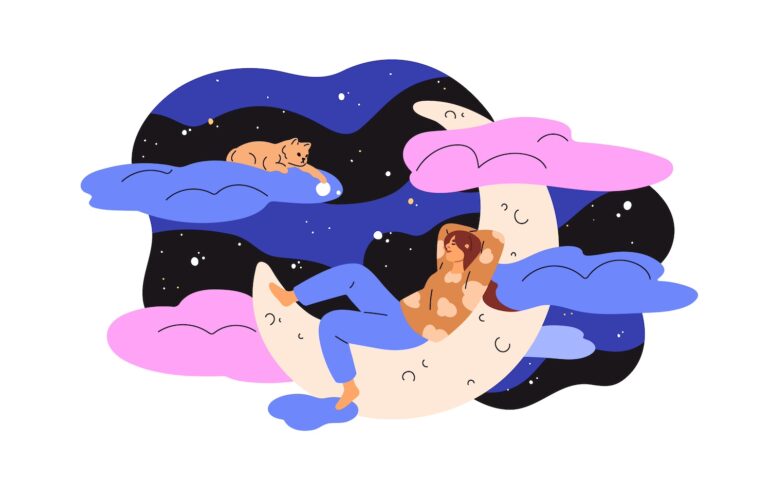 Woman sleeping illustration