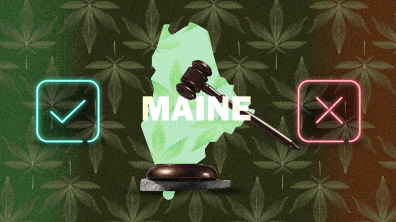 Maine cannabis laws map illustration