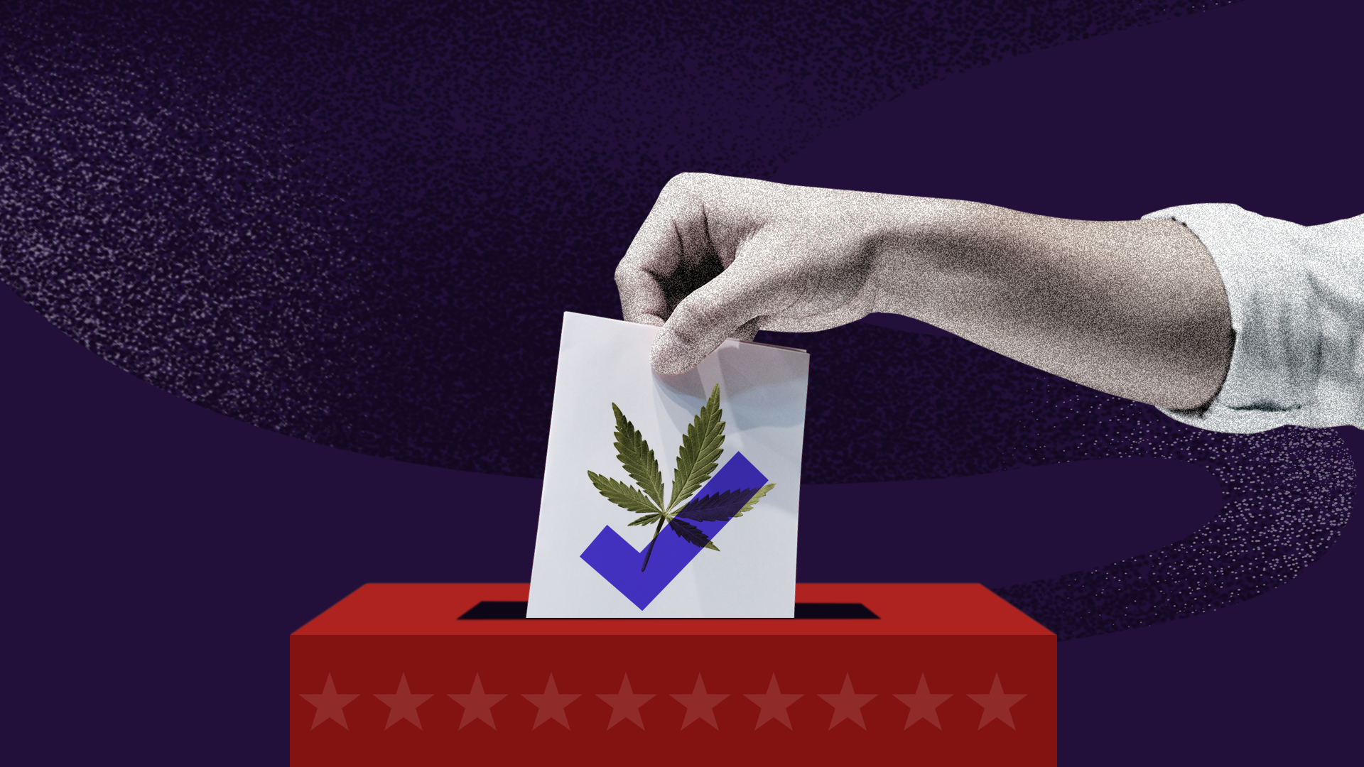 Woman voting for marijuana legalization in the US