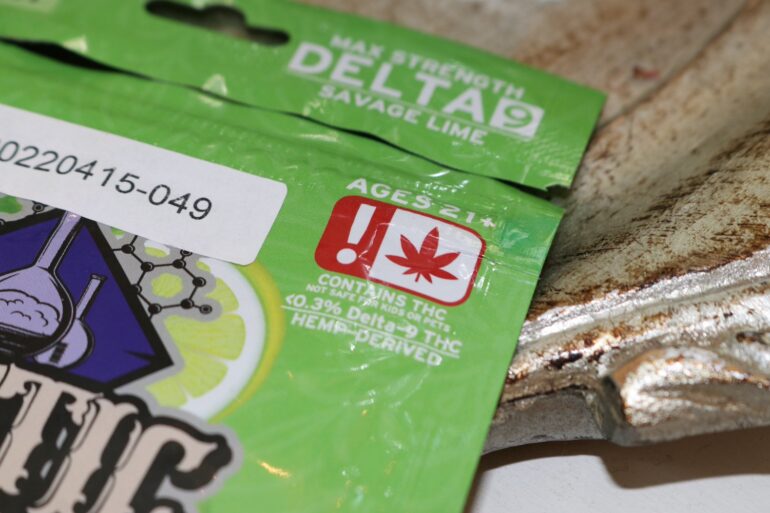 Hemp gummies with THC sold in California retail stores