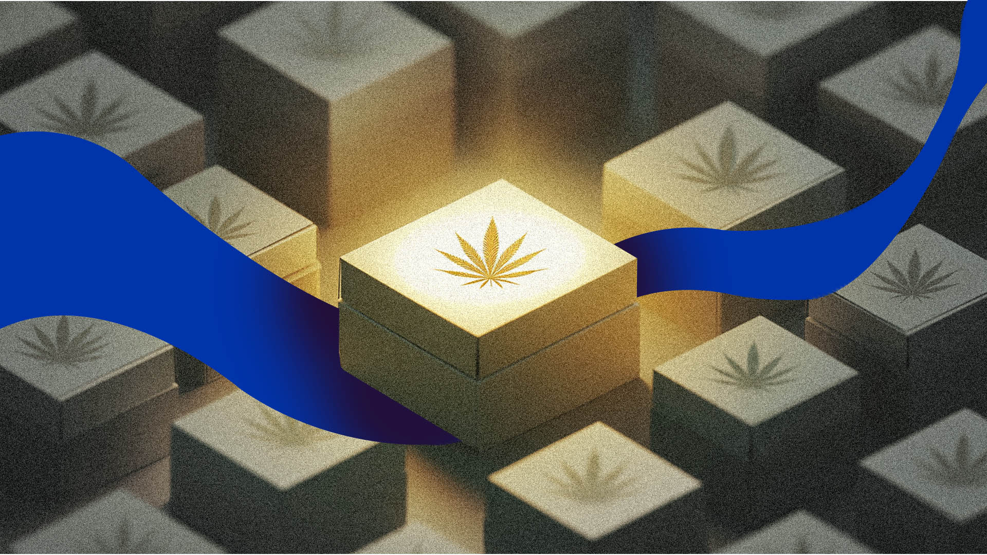 Golden boxes illustrating quality hemp products